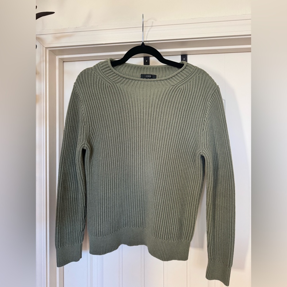 Womens JCrew Olive Green 100% Cotton Sweater
